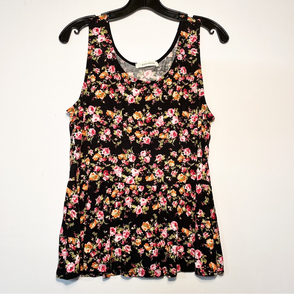 Black Floral Boutique Tank with Drop Waist